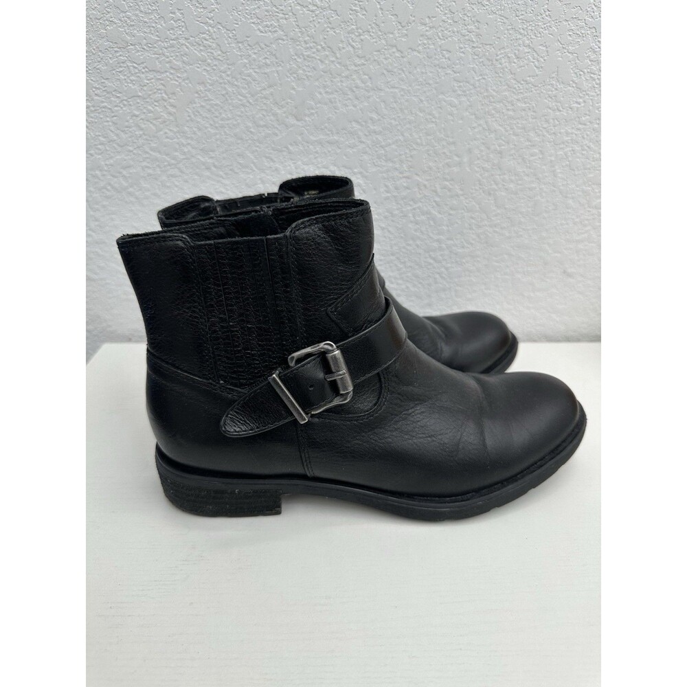 Sofft Womens 8M Aqua Sofft Waterproof Black Leather Buckle Ankle Booties Boots